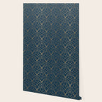 Benjamin Moore Hidden Sapphire Gold Geometric Pattern With White Shimmer Wallpaper Gallery Image 2