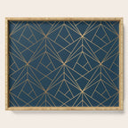 Benjamin Moore Hidden Sapphire Gold Geometric Pattern With White Shimmer Serving Tray Gallery Image 1
