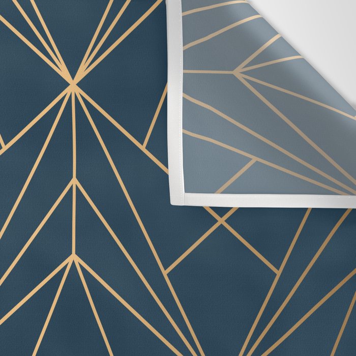 Benjamin Moore Hidden Sapphire Gold Geometric Pattern With White Shimmer Wall Tapestry Gallery Image 3