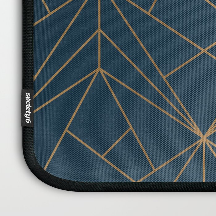 Benjamin Moore Hidden Sapphire Gold Geometric Pattern With White Shimmer Laptop Sleeve Gallery Image 3