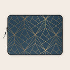 Benjamin Moore Hidden Sapphire Gold Geometric Pattern With White Shimmer Laptop Sleeve Gallery Image 1