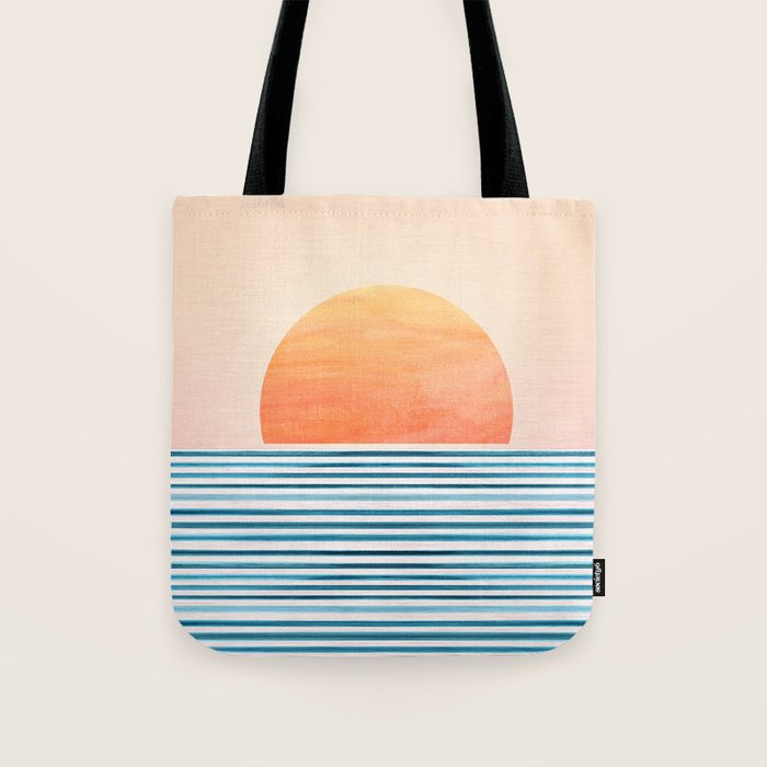 Tropical Sunrise Abstract Landscape Tote Bag Gallery Image 1
