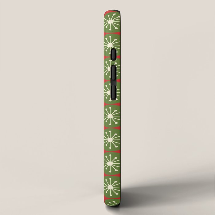 Retro Christmas Atomic Dots Mid Century Modern Xmas Pattern on Red iPhone Case Gallery Image 2