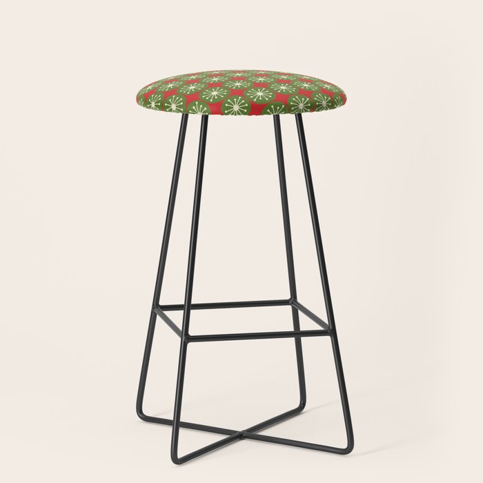 Retro Christmas Atomic Dots Mid Century Modern Xmas Pattern on Red Stool Gallery Image 1