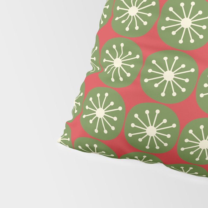 Retro Christmas Atomic Dots Mid Century Modern Xmas Pattern on Red Pillow Sham Gallery Image 4