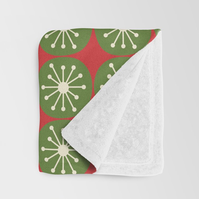 Retro Christmas Atomic Dots Mid Century Modern Xmas Pattern on Red Throw Blanket Gallery Image 3