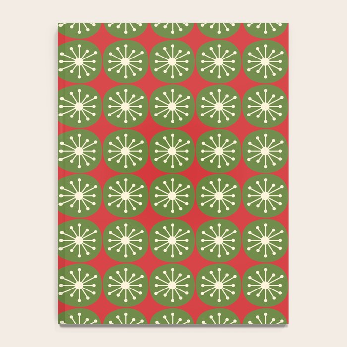 Retro Christmas Atomic Dots Mid Century Modern Xmas Pattern on Red Notebook Gallery Image 4