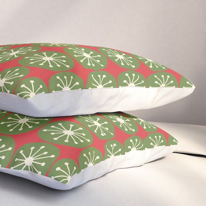 Retro Christmas Atomic Dots Mid Century Modern Xmas Pattern on Red Pillow Sham Gallery Image 3