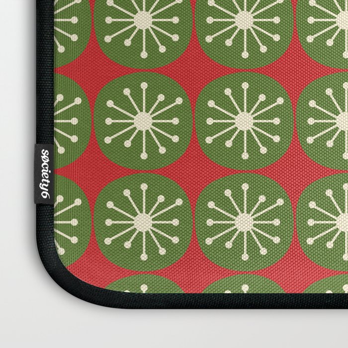 Retro Christmas Atomic Dots Mid Century Modern Xmas Pattern on Red Laptop Sleeve Gallery Image 3