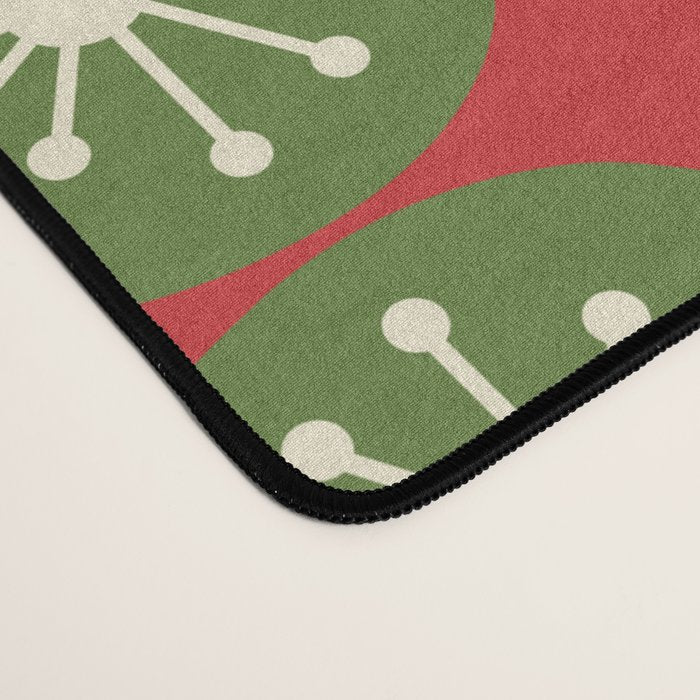 Retro Christmas Atomic Dots Mid Century Modern Xmas Pattern on Red Desk Mat Gallery Image 4
