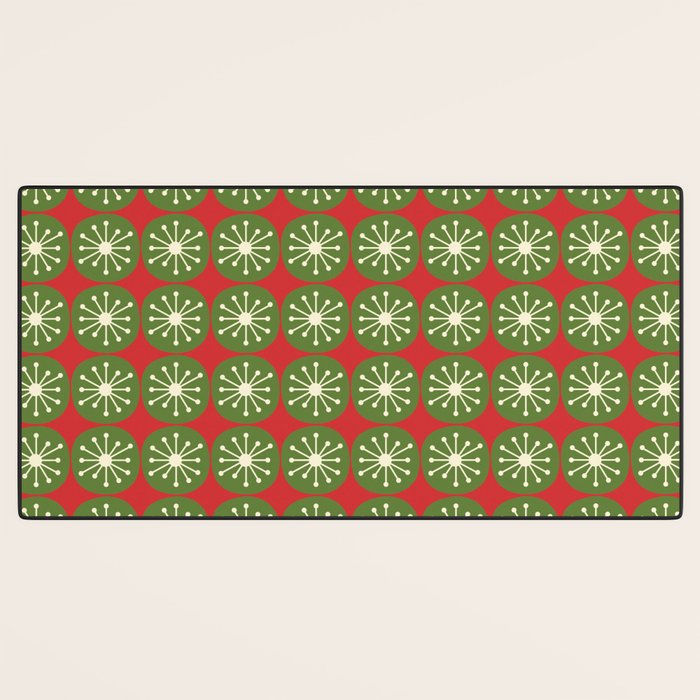 Retro Christmas Atomic Dots Mid Century Modern Xmas Pattern on Red Desk Mat Gallery Image 3
