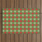 Retro Christmas Atomic Dots Mid Century Modern Xmas Pattern on Red Outdoor Rug Gallery Image 1