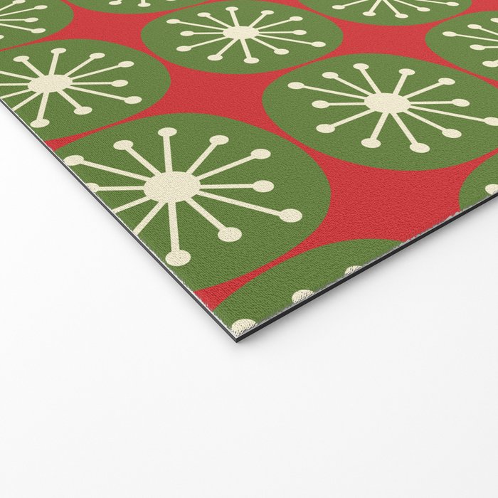 Retro Christmas Atomic Dots Mid Century Modern Xmas Pattern on Red Welcome Mat Gallery Image 2