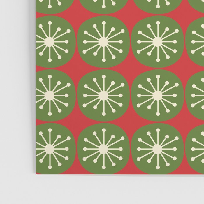 Retro Christmas Atomic Dots Mid Century Modern Xmas Pattern on Red Poster Gallery Image 3