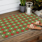 Retro Christmas Atomic Dots Mid Century Modern Xmas Pattern on Red Outdoor Rug Gallery Image 2