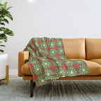 Retro Christmas Atomic Dots Mid Century Modern Xmas Pattern on Red Throw Blanket Gallery Image 1