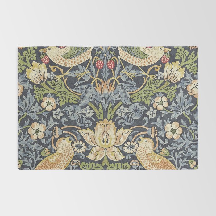 William Morris Vintage Strawberry Thief Blue Indigo Mineral Rug Gallery Image 2
