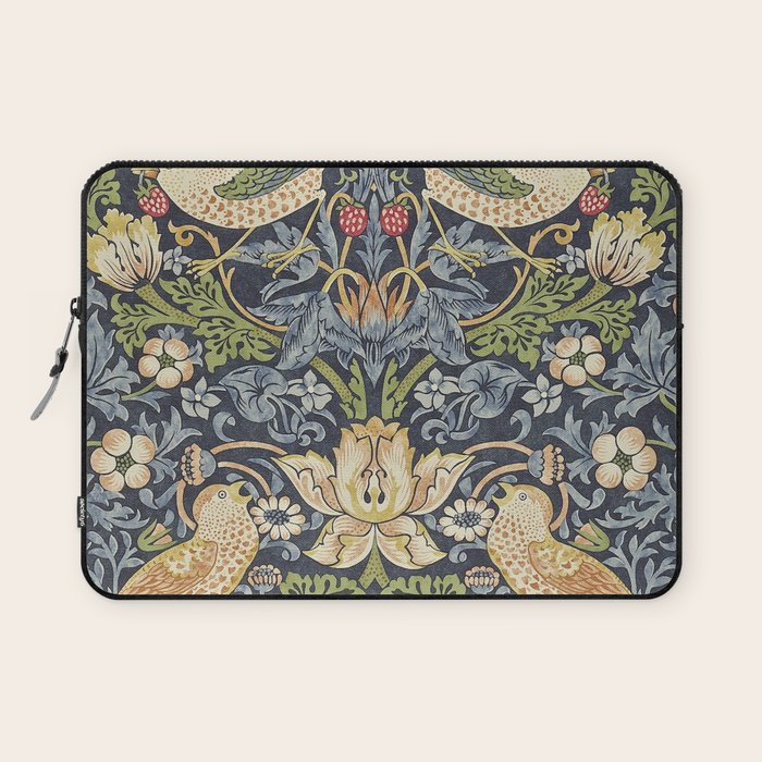William Morris Vintage Strawberry Thief Blue Indigo Mineral Laptop Sleeve Gallery Image 1