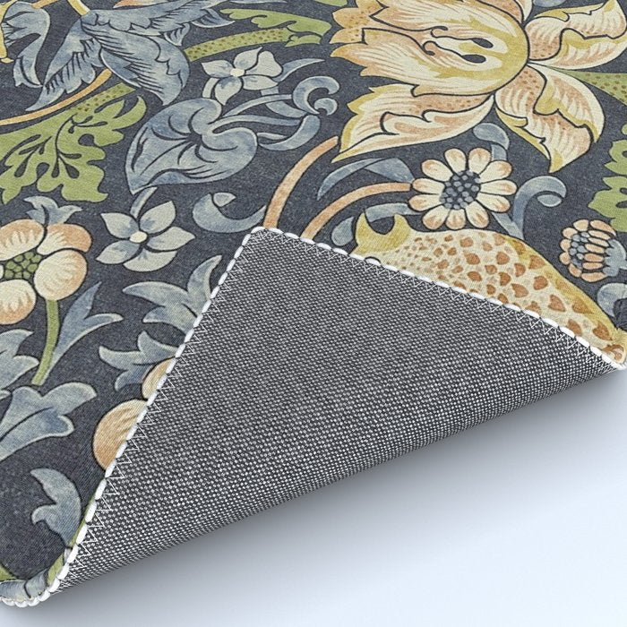 William Morris Vintage Strawberry Thief Blue Indigo Mineral Rug Gallery Image 4