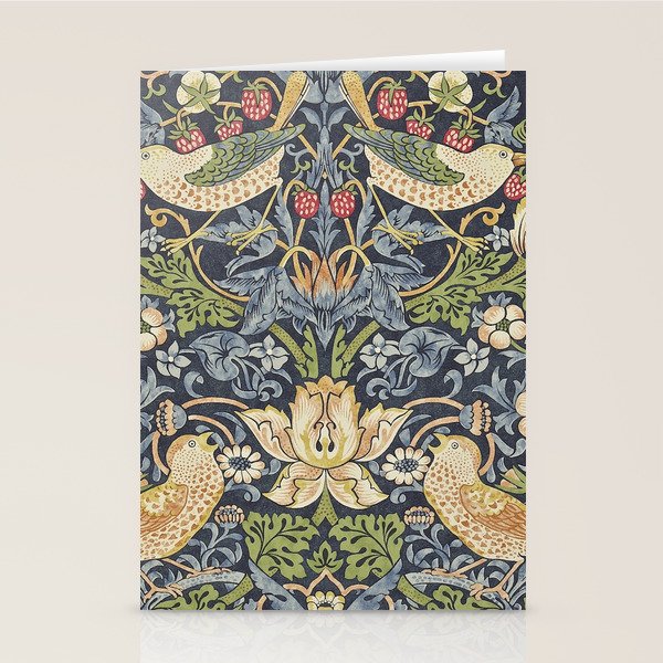William Morris Vintage Strawberry Thief Blue Indigo Mineral Stationery Card Gallery Image 1