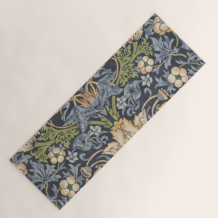 William Morris Vintage Strawberry Thief Blue Indigo Mineral Yoga Mat Gallery Image 1