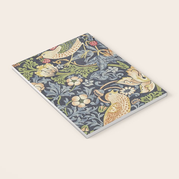 William Morris Vintage Strawberry Thief Blue Indigo Mineral Notebook Gallery Image 3