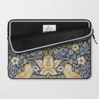 William Morris Vintage Strawberry Thief Blue Indigo Mineral Laptop Sleeve Gallery Image 2