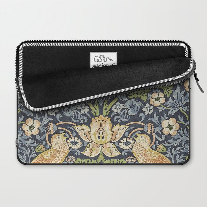 William Morris Vintage Strawberry Thief Blue Indigo Mineral Laptop Sleeve Gallery Image 2