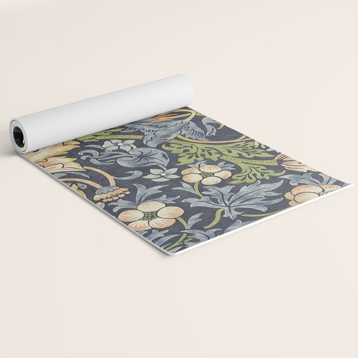 William Morris Vintage Strawberry Thief Blue Indigo Mineral Yoga Mat Gallery Image 2