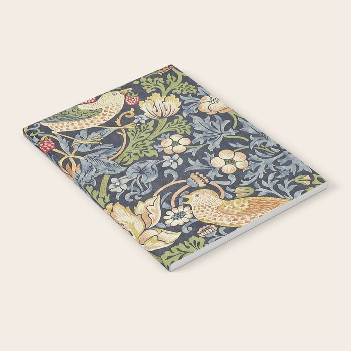 William Morris Vintage Strawberry Thief Blue Indigo Mineral Notebook Gallery Image 1