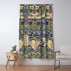 William Morris Vintage Strawberry Thief Blue Indigo Mineral Window Curtain Gallery Image 5