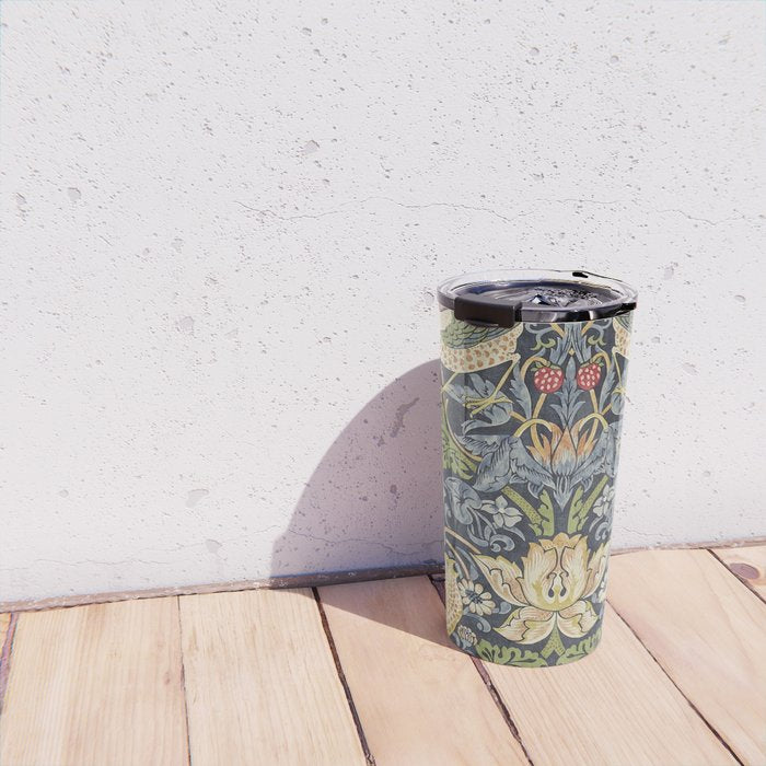 William Morris Vintage Strawberry Thief Blue Indigo Mineral Travel Mug Gallery Image 4