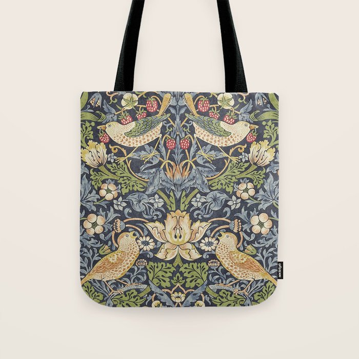 William Morris Vintage Strawberry Thief Blue Indigo Mineral Tote Bag Gallery Image 1
