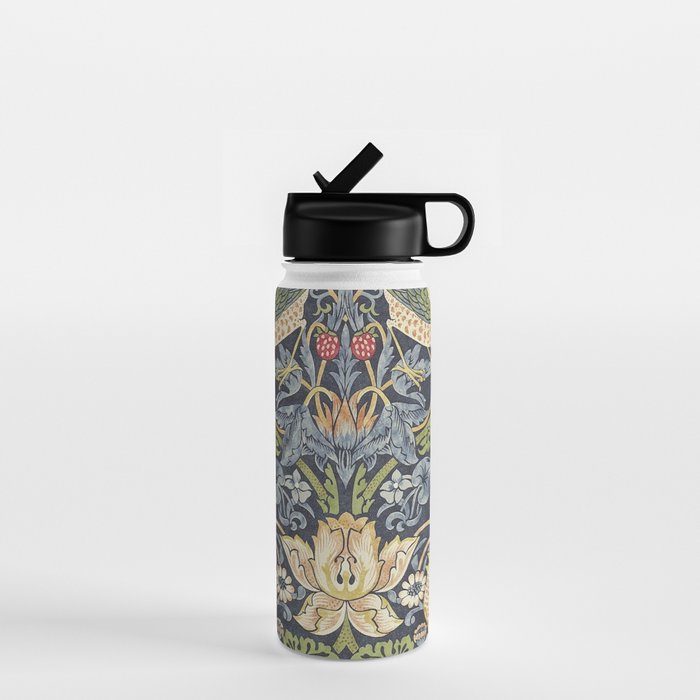 William Morris Vintage Strawberry Thief Blue Indigo Mineral Water Bottle Gallery Image 1