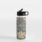 William Morris Vintage Strawberry Thief Blue Indigo Mineral Water Bottle Gallery Image 1