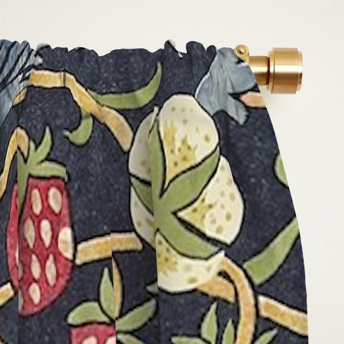 William Morris Vintage Strawberry Thief Blue Indigo Mineral Window Curtain Gallery Image 2