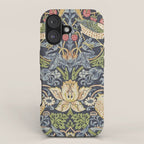 William Morris Vintage Strawberry Thief Blue Indigo Mineral iPhone Case Gallery Image 1