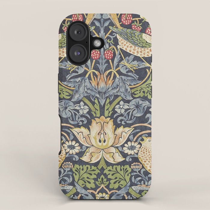 William Morris Vintage Strawberry Thief Blue Indigo Mineral iPhone Case Gallery Image 1