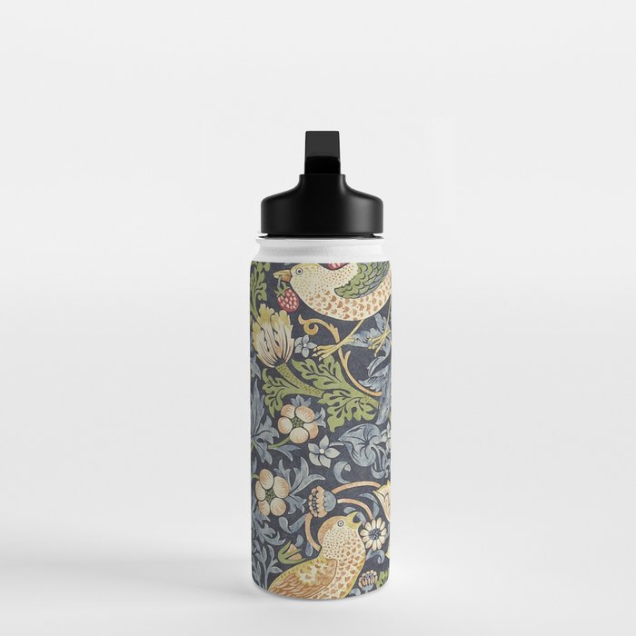 William Morris Vintage Strawberry Thief Blue Indigo Mineral Water Bottle Gallery Image 3