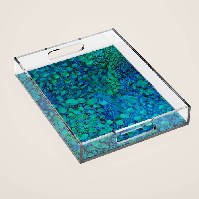 Peacock Watercolor Painting Acrylic Tray Gallery Image 1