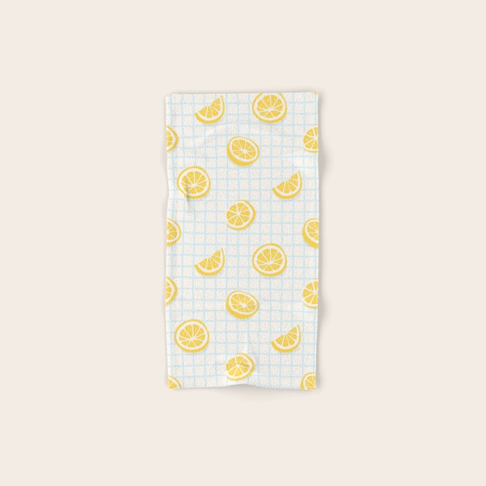 Retro lemon fruit slice cartoon pattern Bath Towel Gallery Image 1