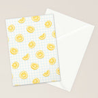 Retro lemon fruit slice cartoon pattern Stationery Card Gallery Image 2