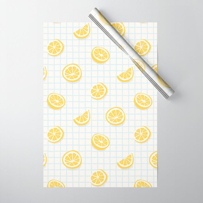 Retro lemon fruit slice cartoon pattern Wrapping Paper Gallery Image 1