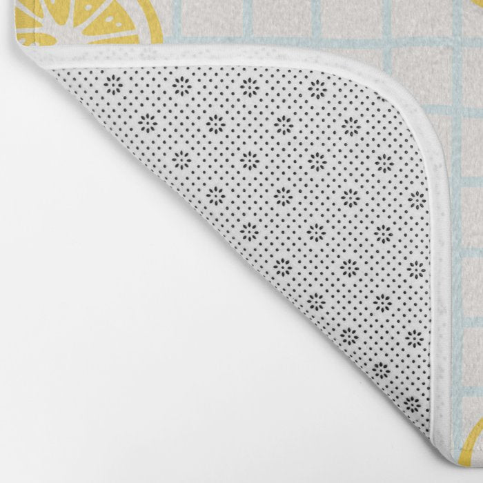 Retro lemon fruit slice cartoon pattern Bath Mat Gallery Image 2