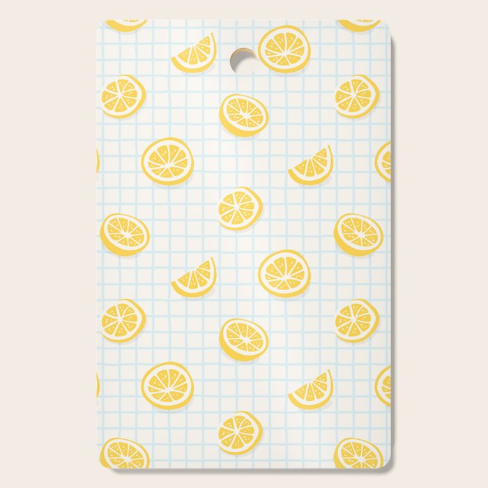 Retro lemon fruit slice cartoon pattern Cutting Board Gallery Image 1