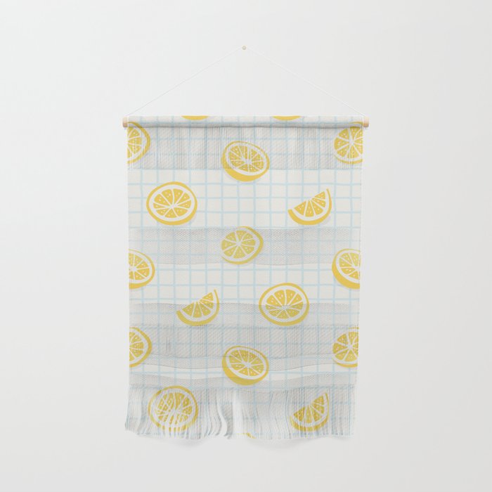 Retro lemon fruit slice cartoon pattern Wall Hanging Gallery Image 1