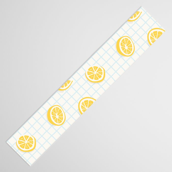 Retro lemon fruit slice cartoon pattern Table Runner Gallery Image 3