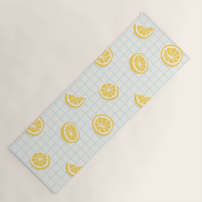 Retro lemon fruit slice cartoon pattern Yoga Mat Gallery Image 1