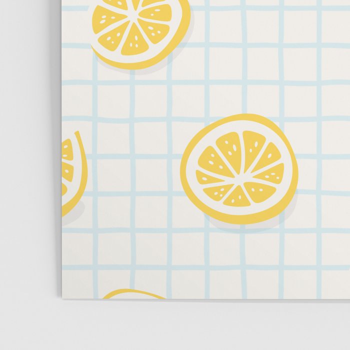 Retro lemon fruit slice cartoon pattern Poster Gallery Image 3