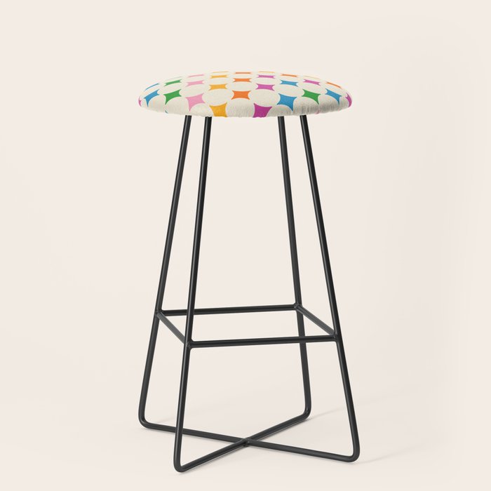 Retro Rainbow Starburst Grid - Playful Geometric on Cream Background Stool Gallery Image 1